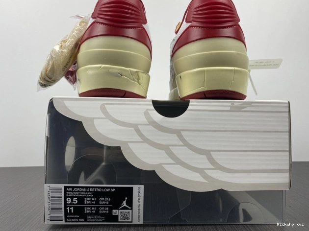 DJ4375-106 White SP Jordan Off-White Red Low Retro 2 0809